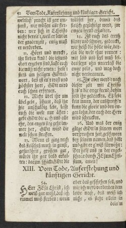 XIII. Vom Tode, Auferstehung und künftigen Gericht