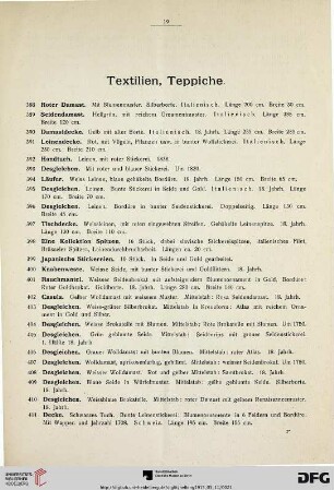 Textilien, Teppiche (Nr. 388-420)