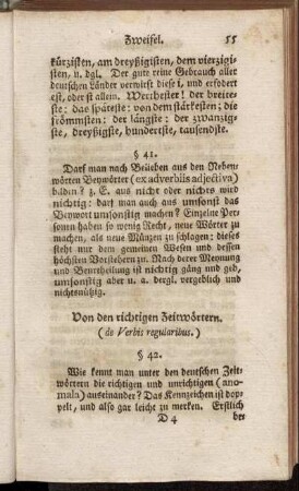 Von den richtigen Zeitwörtern. (de Verbis regularibus.). §. 42. - §. 45.