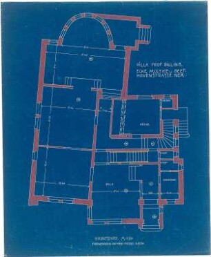 Billing, Hermann; Karlsruhe, Moltkestr.47 / Beethovenstr.; Villa Billing - Grundriss EG