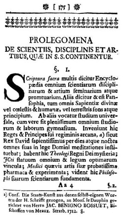 Prolegomena de scientiis, disciplinis & artibus, quæ in S. Scriptura continentur.