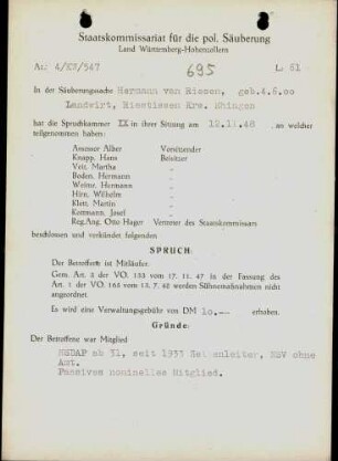 Riesen, van, Hermann