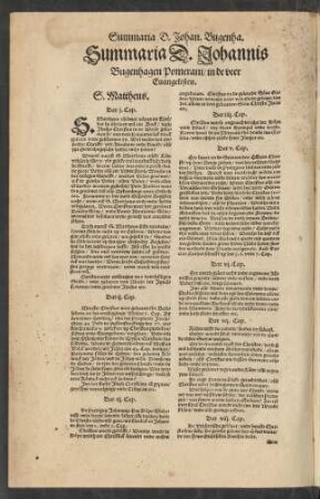 Summaria D. Johannis Bugenhagen Pomerani/ in de veer Evangelisten.