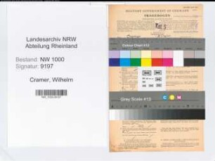 Entnazifizierung Wilhelm Cramer, geb. 24.02.1915 (Bueroangestellter)