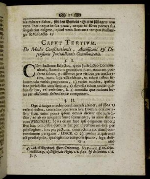 Caput Tertium. De Modis Constitutionis, Amissionis & Defensionis Jurisdictionis Communitatis.