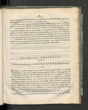 Sechster Abschnitt. Ueber Strafhäuser, Verbrecher und Strafen überhaupt.