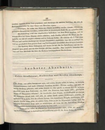 Sechster Abschnitt. Ueber Strafhäuser, Verbrecher und Strafen überhaupt.