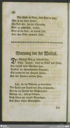 Warnung vor der Wollust