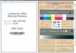 Entnazifizierung Anton Wahl , geb. 17.01.1901 (Maurer)