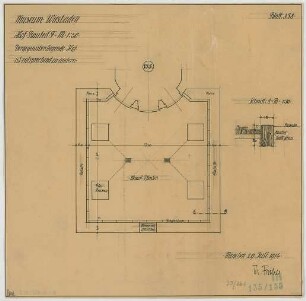 Fischer, Theodor; Wiesbaden; Museum - Hof Bauteil F. (Grundriss, Schnitt)
