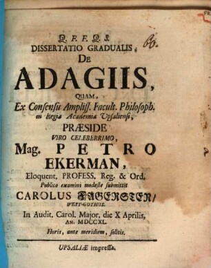Diss. grad. de adagiis