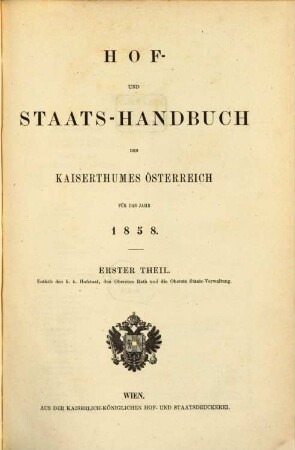 Hof- und Staats-Handbuch des Kaiserthumes Österreich. 1858,1