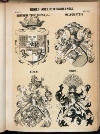 Taf. 110. Bentheim-Teckl-Rheda, abw. XVI Saec. - Helpenstein. - Alpen. - Rheda.