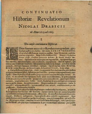 Continuatio Historiae Revelationum Nicolai Drabicii : ab anno 1659 ad 1663