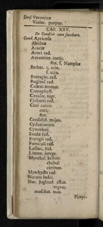 Cap. XXV. De Conditis cum saccharo.