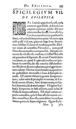 Spicilegivm VII. De Epilepsia.