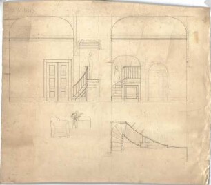 Hildebrand, Adolf von; München, Maria-Theresia-Str. 23; Wohnhaus Hildebrand - K1 Atelier (Grundriss, Wandabwicklungen, Details)