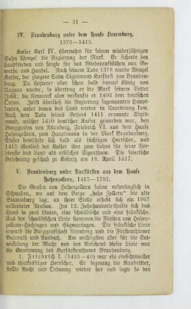 V. Brandenburg unter Kurfürsten aus dem Hause Hohenzollern, 1415-1701