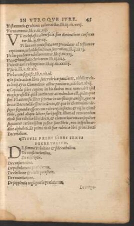 Tituli Primi Libri Sexti Decretalium.