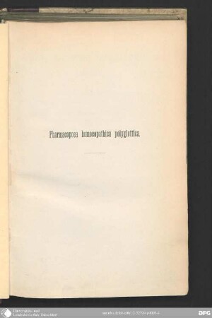 Pharmacopoea homoeopathica polyglotta