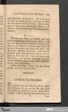 Christliche Friedfertigkeit.