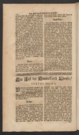 Am Fest der Himmelfarth Christi
