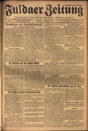 Ausgabe vom Samstag, den 07. August 1926.