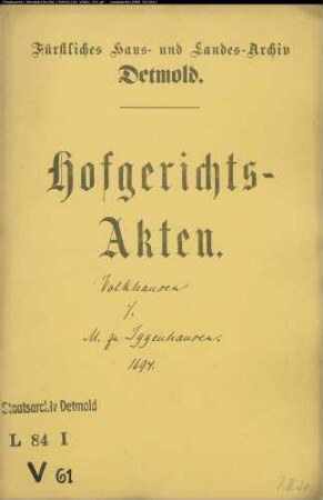 Volkhausen, Hermann von der Borgscher Verwalter gegen Meier zu Iggenhausen - Schuldforderung