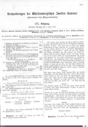 175. Sitzung, Stuttgart, 5.6.1917
