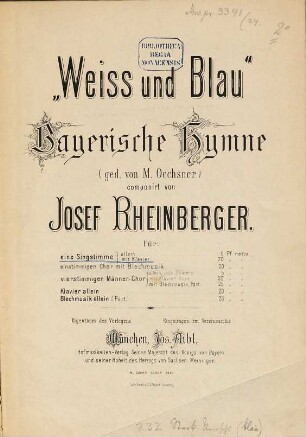 Weiß und Blau : bayerische Hymne