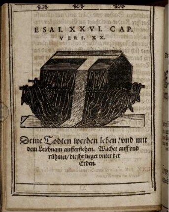[Holzschn. und Zitat aus Jesaia XXVI, Vers. XX]