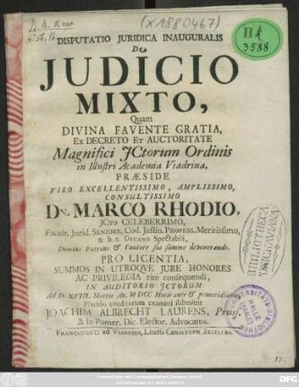 Disputatio Iuridica Inauguralis De Iudicio Mixto