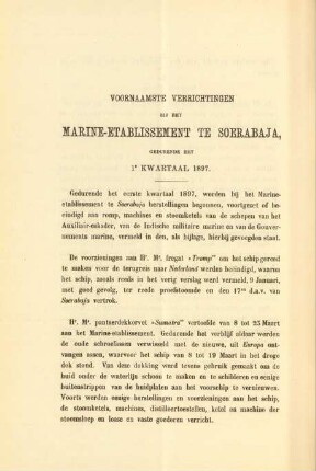 Voornaamste verrichtingen bij het Marine-etablissement te Soerabaja gedurende het 1e kwartaal 1897
