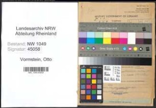 Entnazifizierung Otto Vormstein , geb. 02.07.1905 (Redakteur)