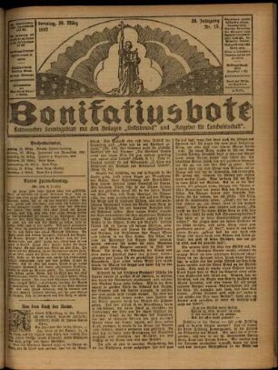 Erste Ausgabe vom Sonntag, den 26. März 1922.