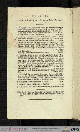 Anzeige von nützlichen Kinderschriften