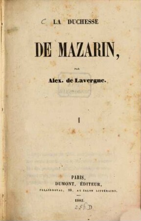 La Duchesse de Mazarin, 1