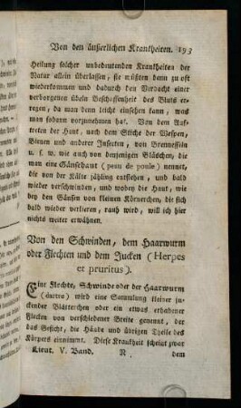 193-201, Von den Schwinden, dem Haarwurm oder Flechten und dem Jucken (Herpes et pruritus)