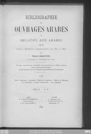9: Pierre Alphonse. Secundus. Recueils orientaux. Tables de Henning et de Mardrus. Contes occidentaux. Les maqâmes
