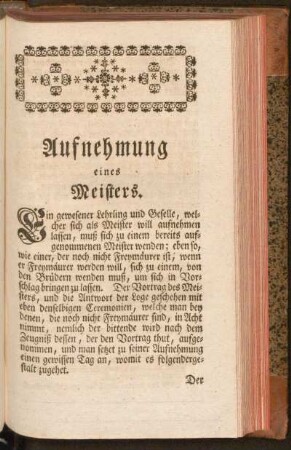 Aufnehmung eines Meisters
