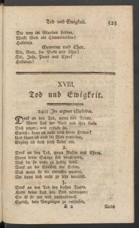 XVIII. Tod und Ewigkeit