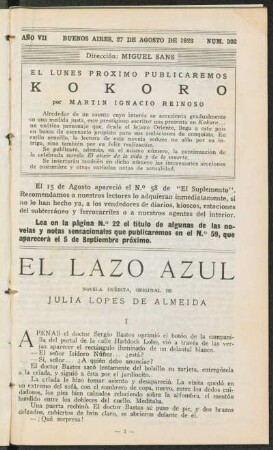 1923007302: El lazo azul : novela inédita
