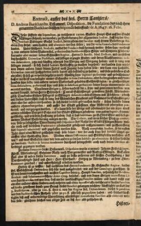 36, Extract, ausser des seel. Herrn Cantzlers