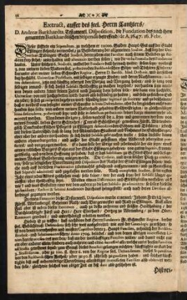 36, Extract, ausser des seel. Herrn Cantzlers