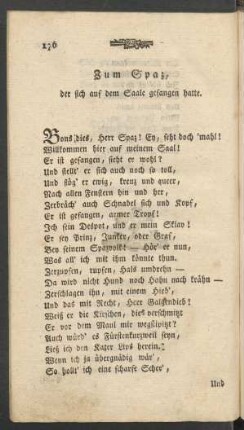 Zum Spaz, der sich auf dem Saale gefangen hatte