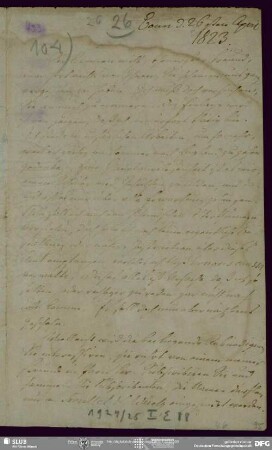 Eigenh. Brief von August Wilhelm von Schlegel an Unbekannt, Bonn, 26.04.1823