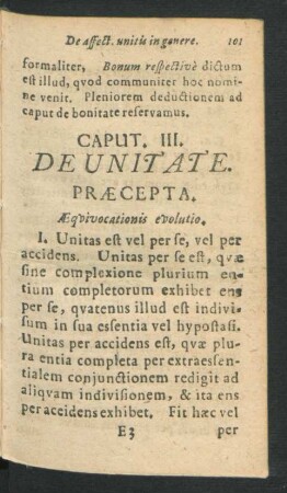Caput III. De Unitate.