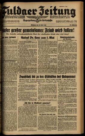 Ausgabe vom Mittwoch, den 30. April 1941.