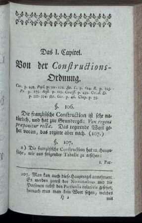 Das I. Capitel. Von der Constructions-Ordnung.
