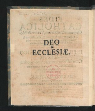 Deo & Ecclesiae.